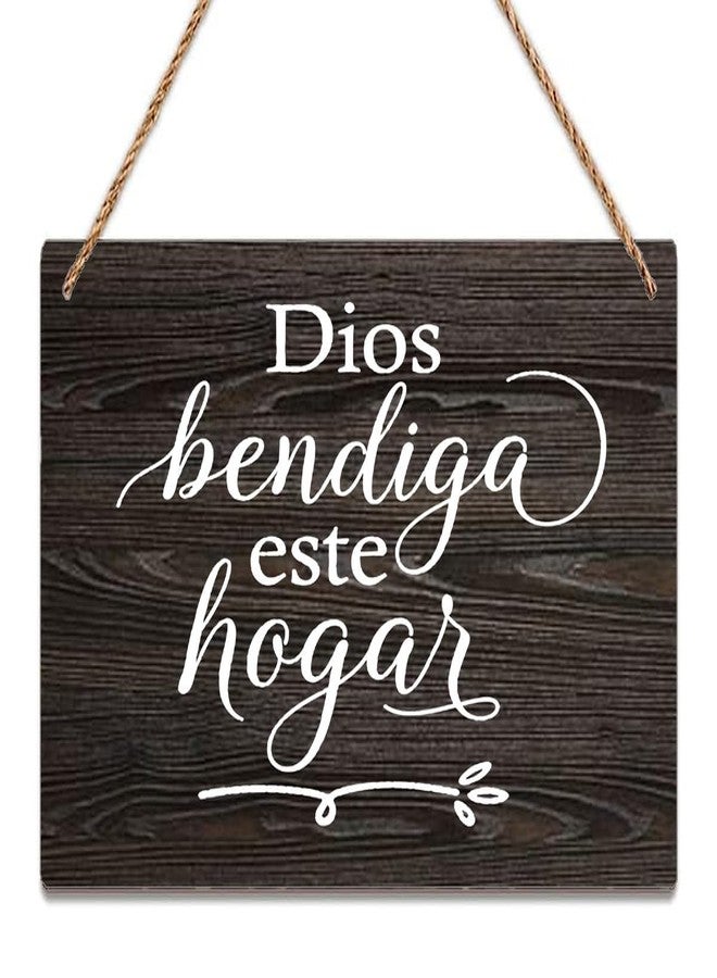 Estiyond Wall Decor Wood Sign Spanish Sign God Bless Our Home Spanish Wood Signs Design Hanging Gift Decor For Home Coffee House Bar 12 X 6 Inch - Image 1