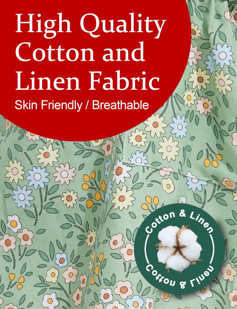 APRONNER Cozy Adjustable Cross Back Aprons for Women with Pockets Cotton Linen Cooking Kitchen Baking Green Sunflower - Image 4