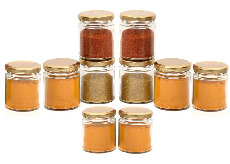 MACHAK Round Glass Jar Kitchen Storage Container With Metal Cap, 350ml, Clear (Set of 10) - Image 5