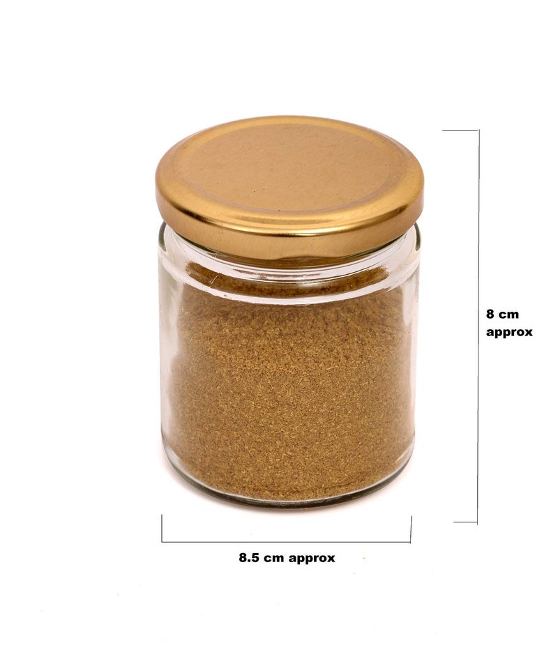MACHAK Round Glass Jar Kitchen Storage Container With Metal Cap, 350ml, Clear (Set of 10) - Image 3