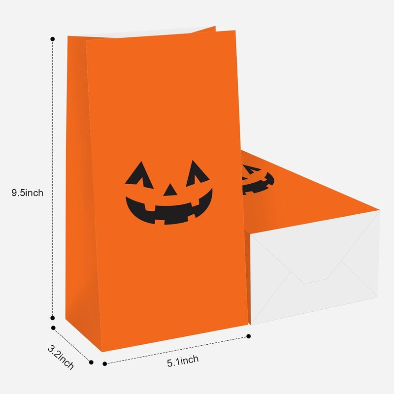 KERINGO 30 PCS Halloween Pumpkin Gift Bags - Tote Party Favor Trick or Treat Bags for Pumpkin Decorations - Image 5