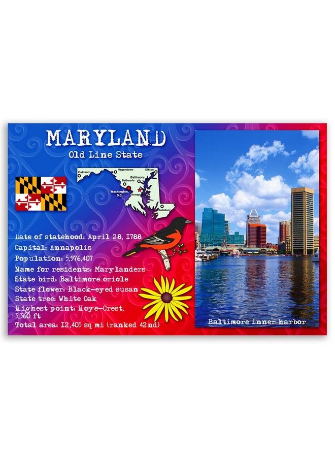 Postcard Fair Maryland State Facts Postcard Set Of 20 Identical Postcards. Post Cards With Md Facts And State Symbols. Made In Usa. - Image 2