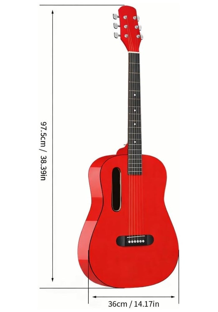 MegArya GS-X1 Signature Series Glossy Red Portable Lava Style Guitar - Image 2