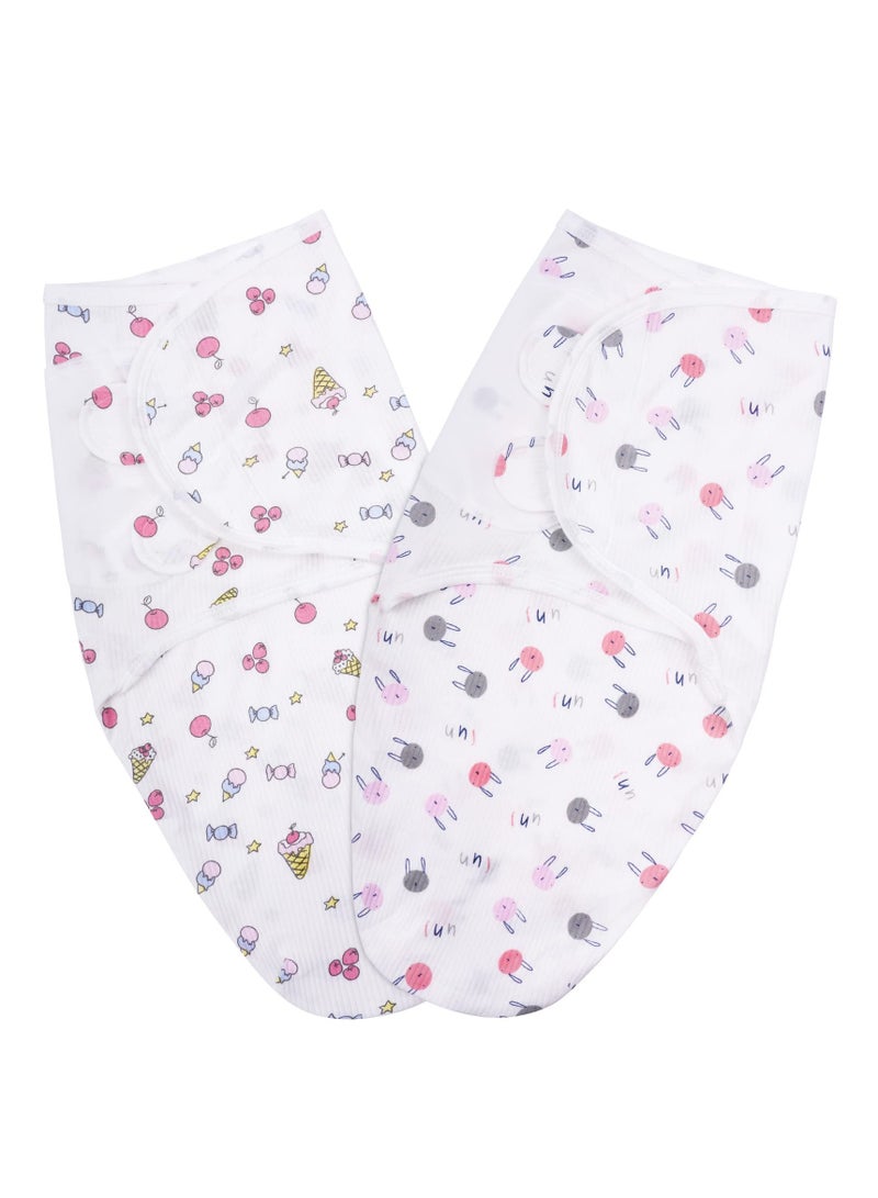 KASTWAVE Baby Swaddle Wraps, 2 Pcs Baby Wraps, Breathable Organic Cotton Fabric, Adjustable Infant Newborn Swaddle Sack for Boy and Girl - Image 1