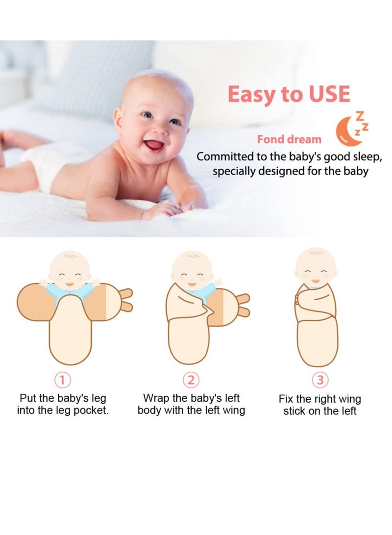 KASTWAVE Baby Swaddle Wraps, 2 Pcs Baby Wraps, Breathable Organic Cotton Fabric, Adjustable Infant Newborn Swaddle Sack for Boy and Girl - Image 3