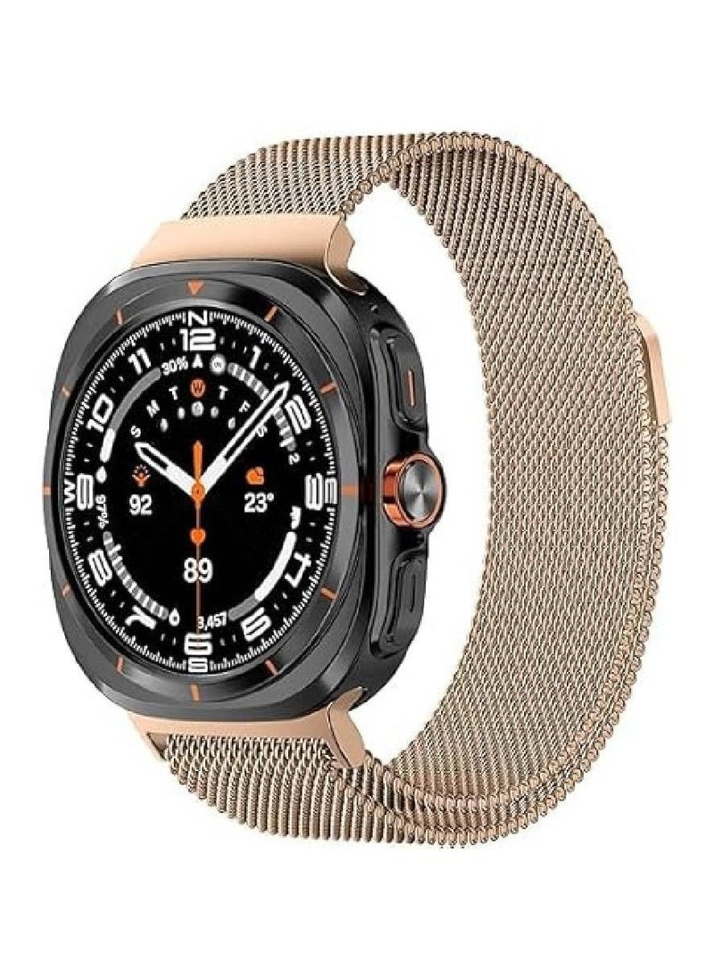 Generic - Magnetic Stainless Steel Milanese Loop Band for Samsung Galaxy Watch Ultra 47mm – Stylish Mesh Wristband Replacement Strap for Men & Women (Rose Gold) - Image 1