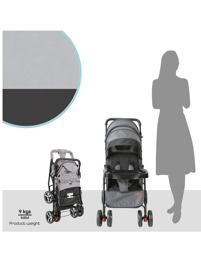 Moon Magnum Tandem Easy Fold Twin Travel Stroller Light Grey - Image 5