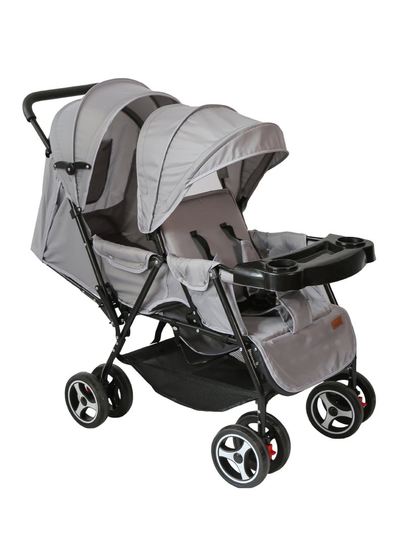 Moon Magnum Tandem Easy Fold Twin Travel Stroller Light Grey - Image 1