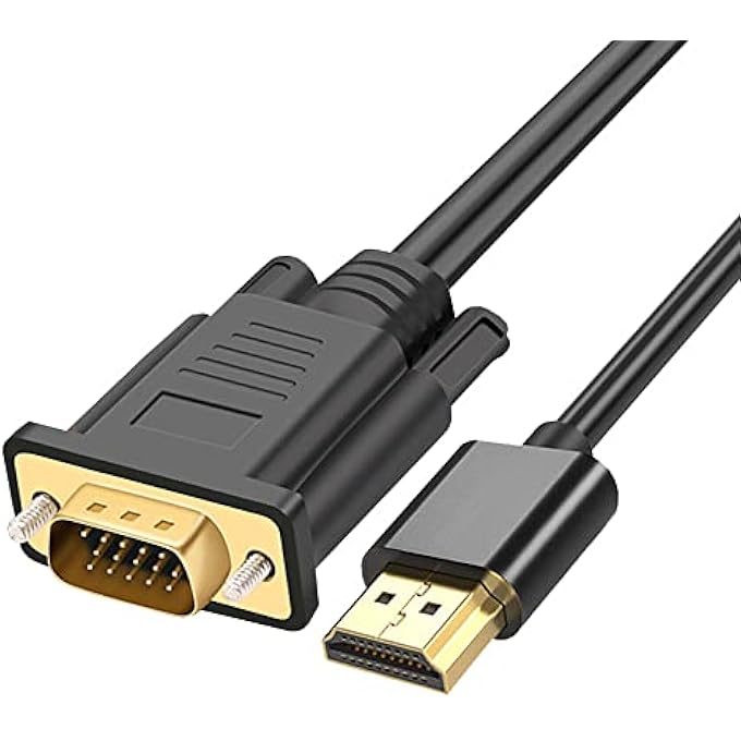 rayihni HDMI TO VGA CABLE ADAPTER VGA TO HDMI CABLE MALE TO MALE GOLD-PLATED FOR PC COMPUTER LAPTOP VIDEO ADAPTER CONVERTER FOR MONITOR PROJECTOR HDMI-TO VIDEO GRAPHICS ARRAY CORD FOR XBOX PS3 PS4 PS5 6FT - Image 1