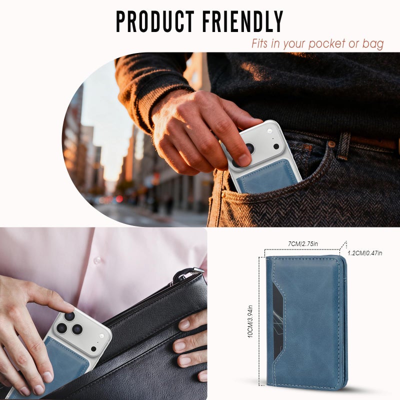ASAPDOS For MagSafe Wallet,Magnetic Card Holder RFID Blocking Wallet with 5 Card Slots & Cash Pocket For iPhone 17/16/ 15/14/ 13/12/ Pro/Max/Plus/Air Blue - Image 5