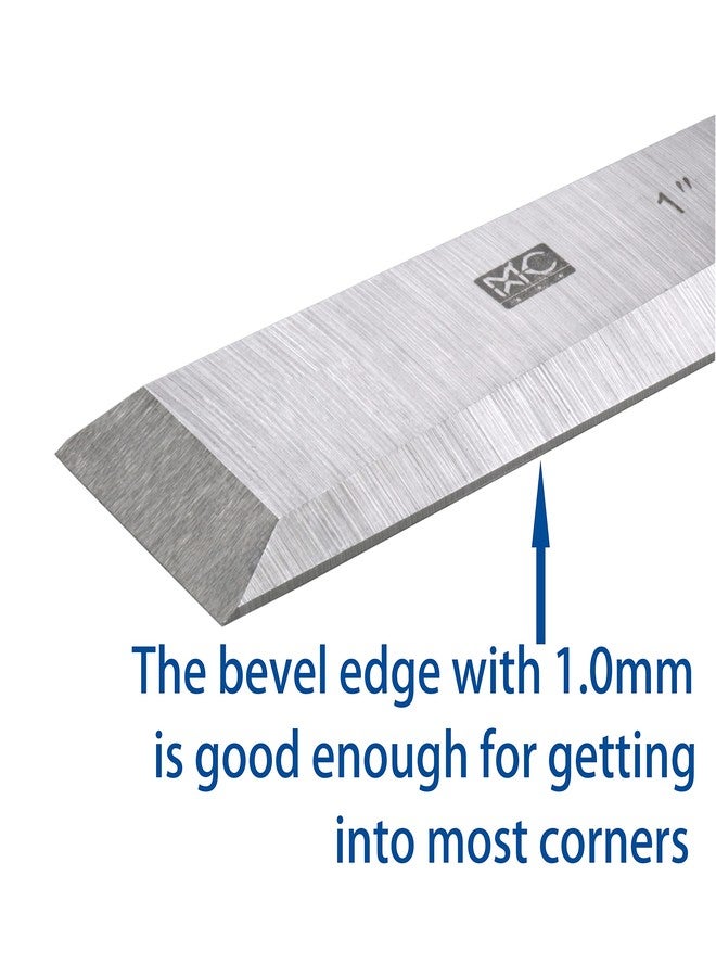 MKC 4 Piece Bevel Edge Butt Chisel Set 1/4 inch(6mm), 1/2 inch(12mm), 3/4 inch(20mm), 1 Inch(26mm) with Hornbeam Handles and Stainless Steel Ferrules - Image 4