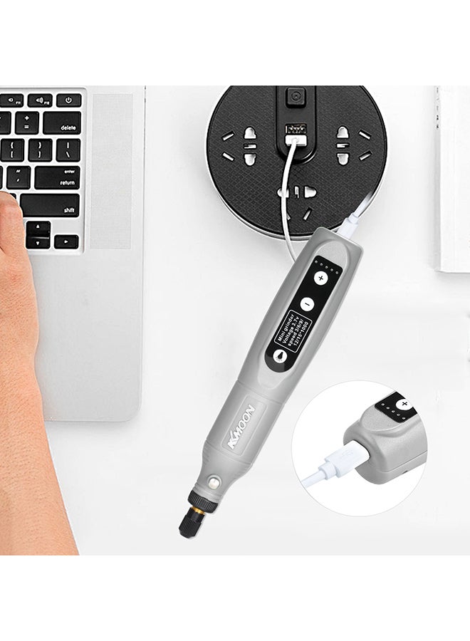 AL RAID 5-Speed Speed Speed Adjustment Mini Electric Grinder Tool Set USB Charging Grinding Machine for Jade Carving Wood Punching Metal Grinding Polishing Grey 21.0x7.0x5.5cm - Image 2