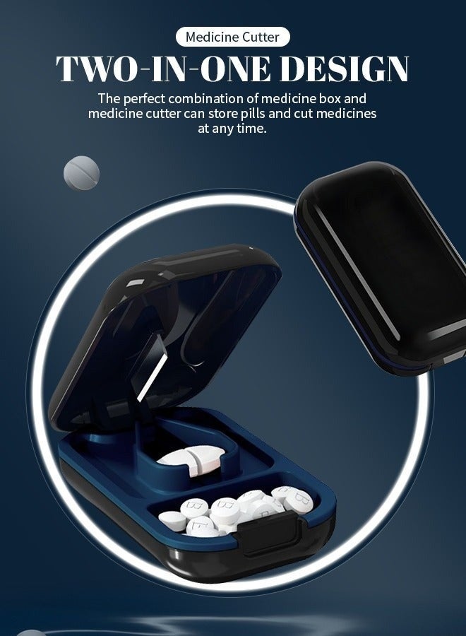 Generic 2-in-1 Pill Cutter, Portable Pill Box with 0.8mm Stainless Steel Blade, Suitable for Patients Who Need to Take Medication in Precise Doses - Image 2