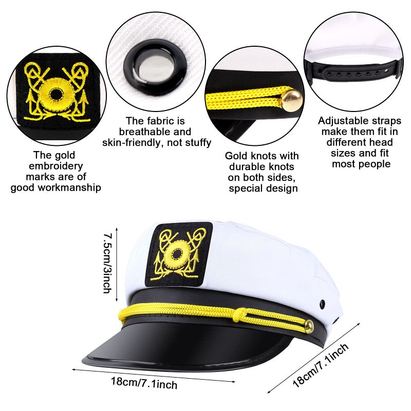 Olgaa 12 Pack Captain Hats Men Women Adjustable Sailor Hats for Boat Costume Cosplay Party Family Cruise Accessory (Style1) - Image 2