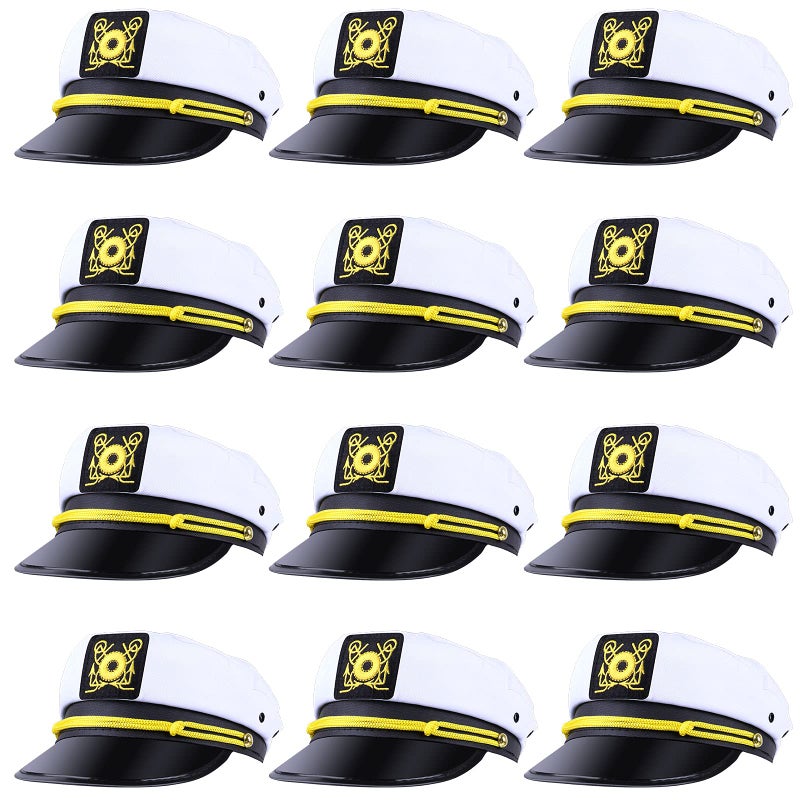 Olgaa 12 Pack Captain Hats Men Women Adjustable Sailor Hats for Boat Costume Cosplay Party Family Cruise Accessory (Style1) - Image 1