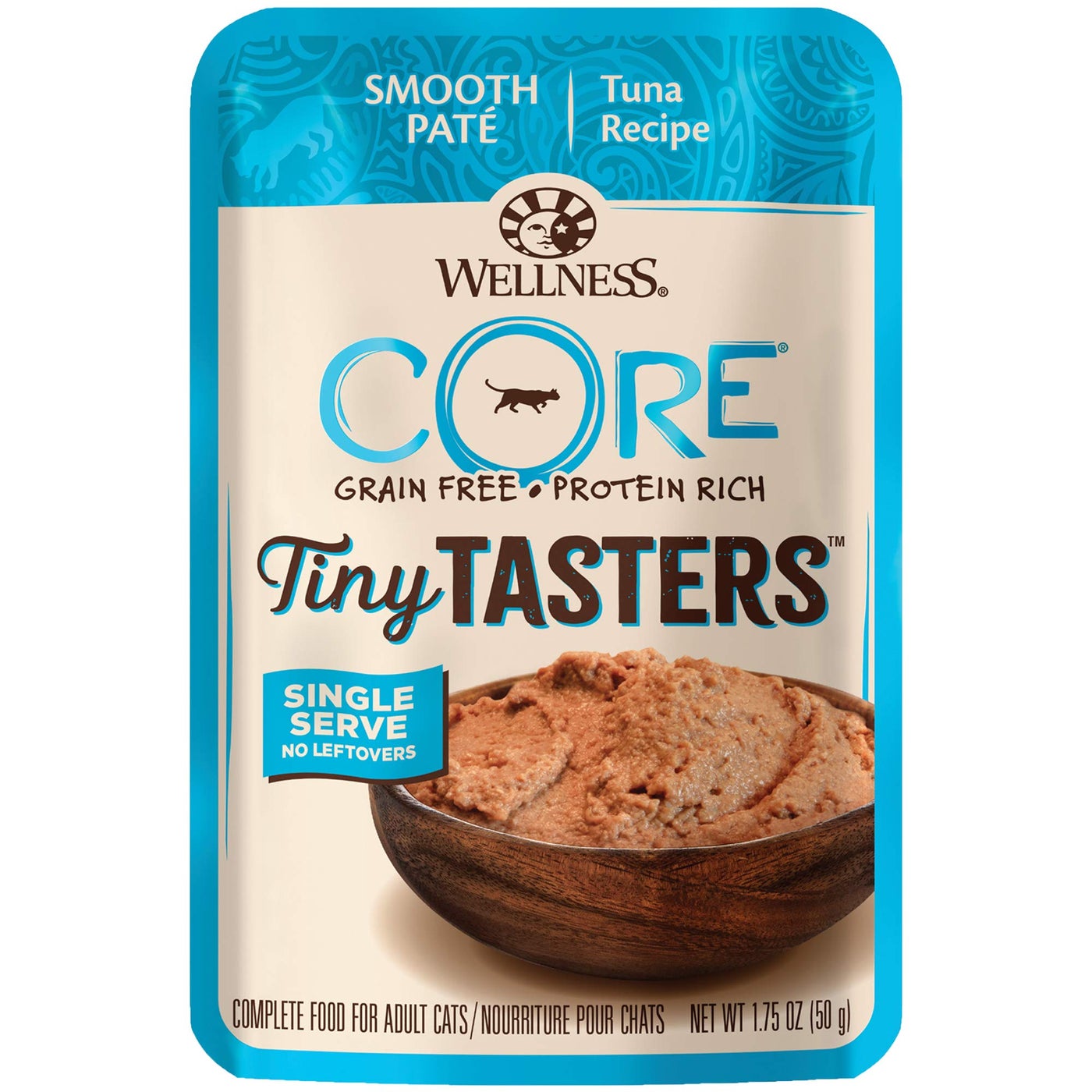 Wellness CORE Tiny Tasters Pate Adult Wet Cat Food, Natural, Protein-Rich, Grain Free, 1.75 Ounce Pouch, 12 Pack (Tuna)