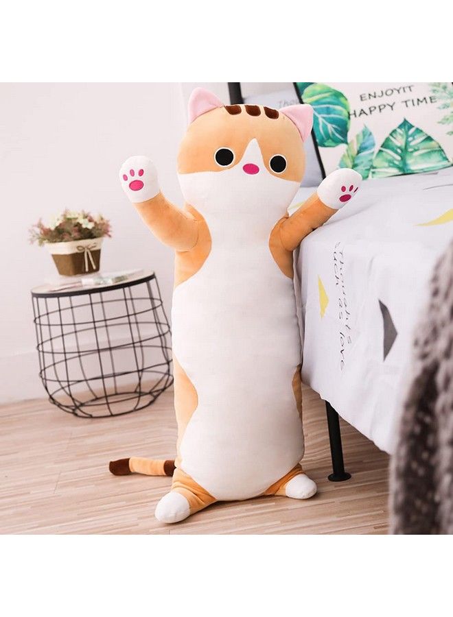 Long Cat Plush Pillow, Cat Stuffed Animals Body Pillow Cute Kitten Plush Hugging Pillow Toy Gifts For Kids (Brown, 19.68 Inch)  - Image 4
