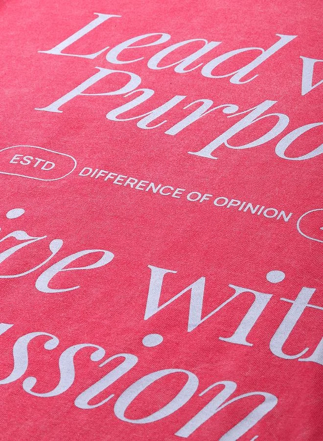 Difference of Opinion Women Oversized Washed Printed T-Shirt