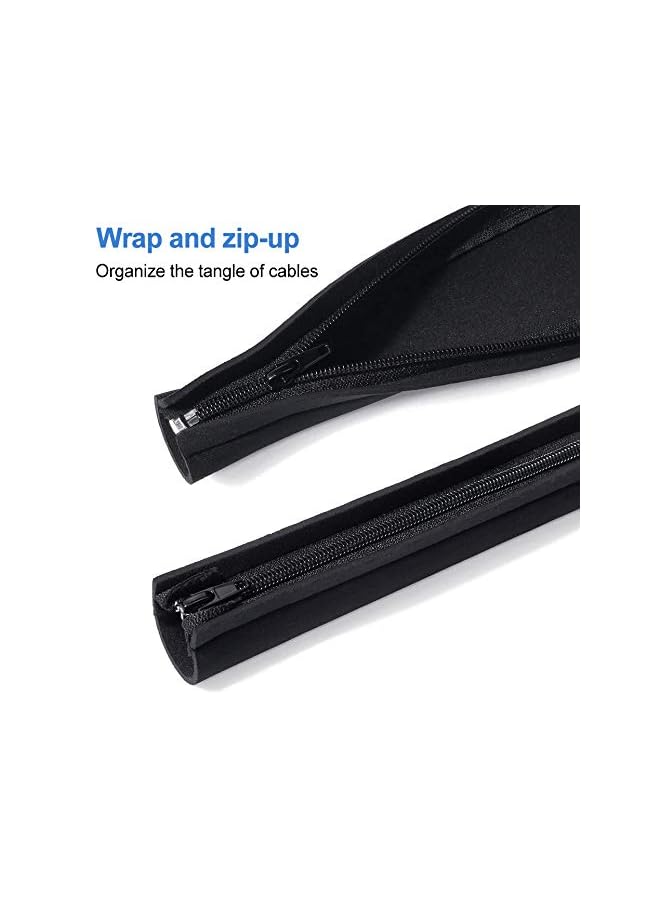 JOTO Pack] JOTO Cable Management Sleeve, 19-20 Inch Cord Organizer System with Zipper for TV Computer Office Home Entertainment, Flexible Cable Sleeve Wrap Cover Wire Hider System -Black - Image 2