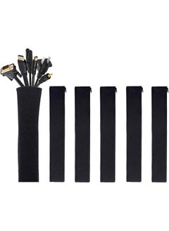 JOTO Pack] JOTO Cable Management Sleeve, 19-20 Inch Cord Organizer System with Zipper for TV Computer Office Home Entertainment, Flexible Cable Sleeve Wrap Cover Wire Hider System -Black  - Image 1