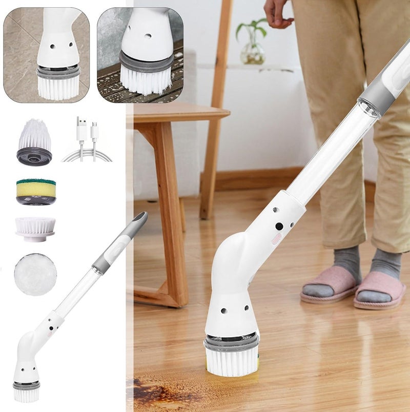 klarako Electric Spin Scrubbers, Cordless Cleaning Brush Tub Tile Scrubber, Cordless Spin Scrubbers with 4 Replaceable Brush Heads and Adjust Extension Handle, Power Cleaning Brush for Bathroom Floor Tile - Image 2
