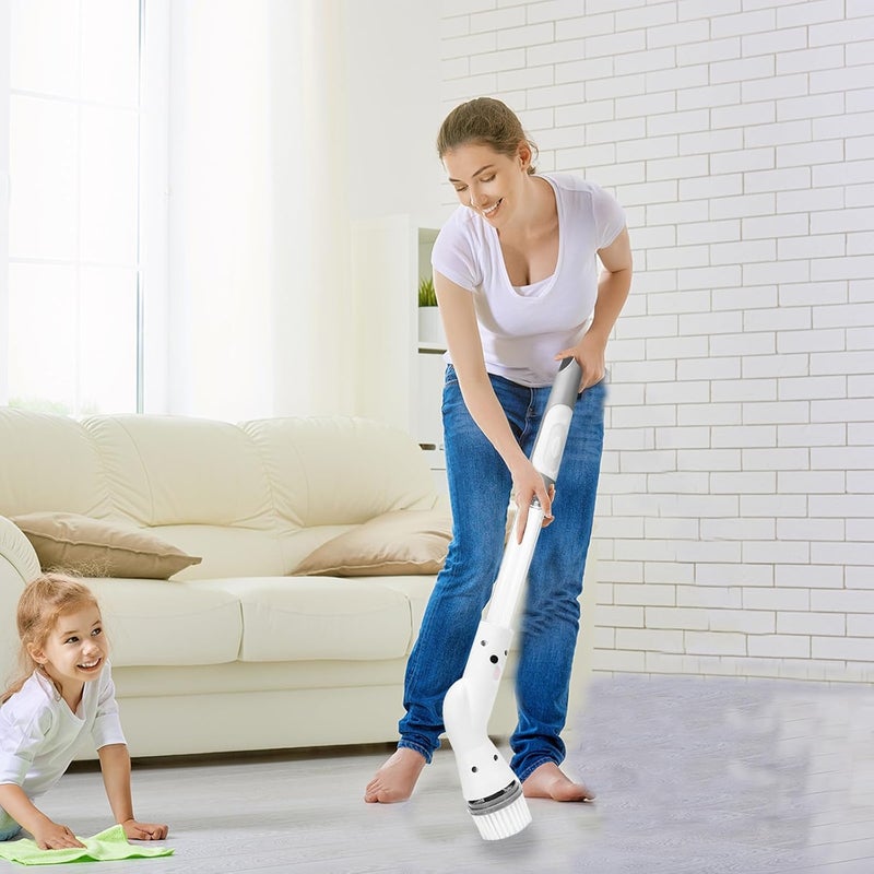 klarako Electric Spin Scrubbers, Cordless Cleaning Brush Tub Tile Scrubber, Cordless Spin Scrubbers with 4 Replaceable Brush Heads and Adjust Extension Handle, Power Cleaning Brush for Bathroom Floor Tile - Image 3