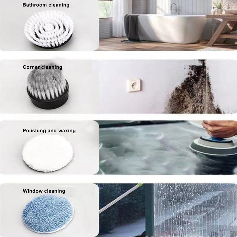 klarako Electric Spin Scrubbers, Cordless Cleaning Brush Tub Tile Scrubber, Cordless Spin Scrubbers with 4 Replaceable Brush Heads and Adjust Extension Handle, Power Cleaning Brush for Bathroom Floor Tile - Image 4