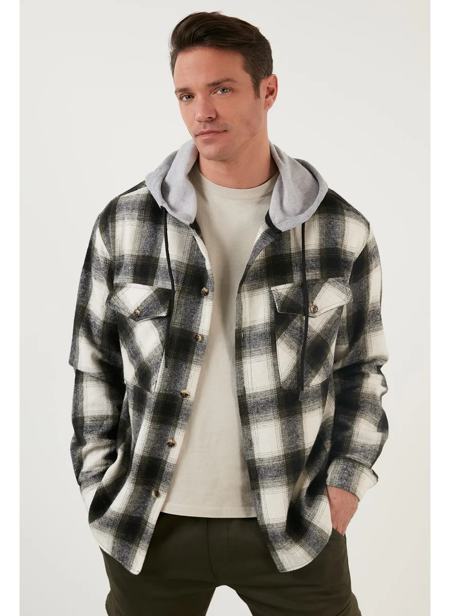 Buratti Plaid Double Pocket Hooded Lumberjack Shirt Men's Shirt CF22W2650