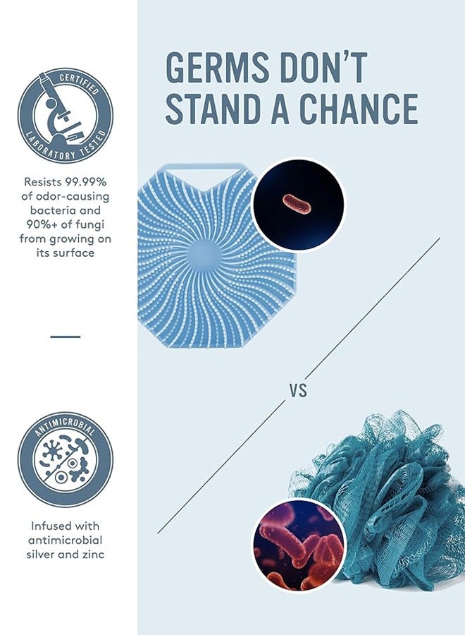 1 Pack of Silicone Brush, Shower Brush, Gentle Exfoliating and Massage (Blue) - Image 2