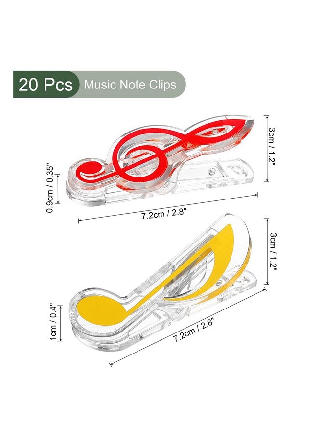YOKIVE 20 Pcs Music Note Clips, Plastic Music Book Clip, Decoration And Marking, Great For Office/Piano Room (5 Colors, 2.8 X 1.2 Inch)  - Image 2