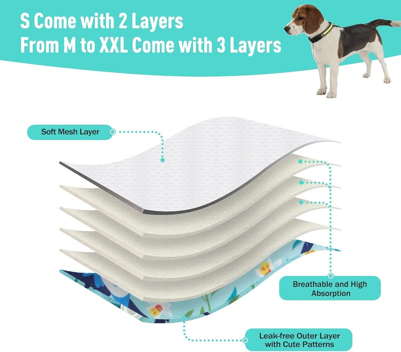 ZINGTERRA 3Pack Dog Diapers Female,Washable Diaper for Doggie,Highly Absorbent Reusable Dog Diaper,Adjustable Leakproof Puppy Girl Dog Diapers for Heat,Incontinence,Period Doggy Nappies - Image 4