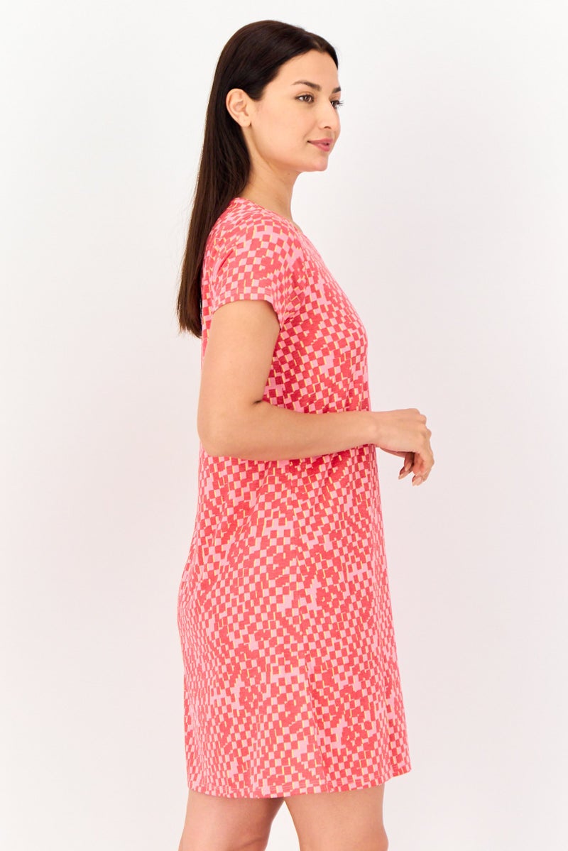 zivame فستان نوم قصير الأكمام بطبعة شاملة للنساء، متعدد الألوان - Image 3