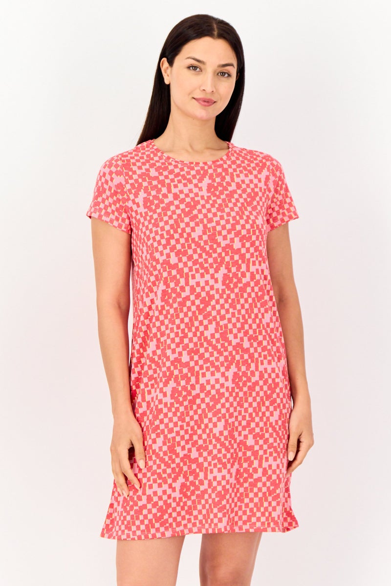 zivame فستان نوم قصير الأكمام بطبعة شاملة للنساء، متعدد الألوان - Image 1