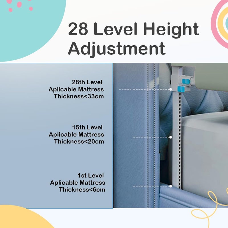 SAFE-O-KID 1-Year Warranty 6 Feet/180 Cms Baby Bed Rail with Adjustable Height, Baby Safety Bed Railing for Secure Sleep, Bed Guard for Babies, Pink-Pack of 2 - Image 3