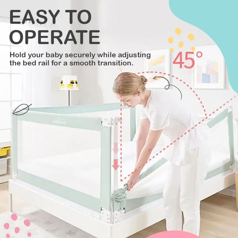 SAFE-O-KID 1-Year Warranty 6 Feet/180 Cms Baby Bed Rail with Adjustable Height, Baby Safety Bed Railing for Secure Sleep, Bed Guard for Babies, Pink-Pack of 2 - Image 5