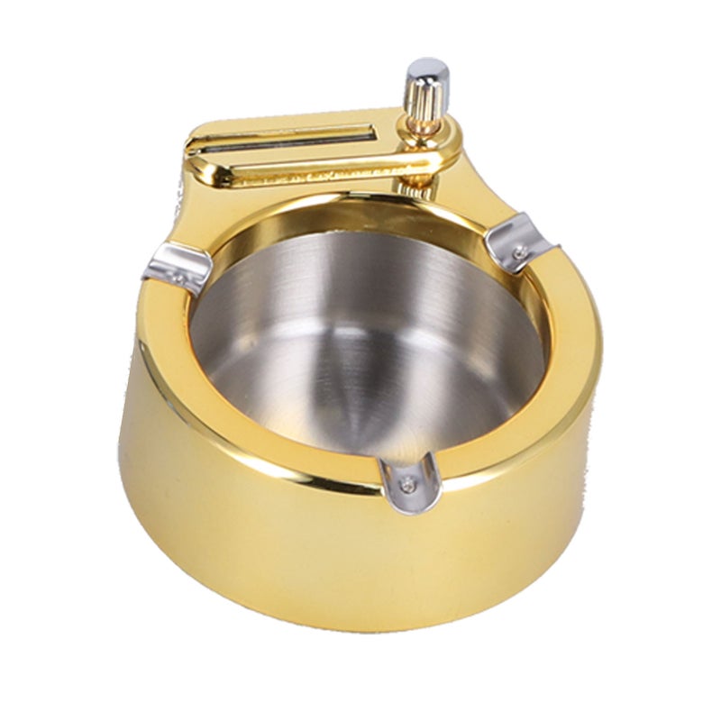 Cigarette Ashtray Stainless Steel Match Lighter Cigarette Ashtray for Home Office DecorationGold - Image 5