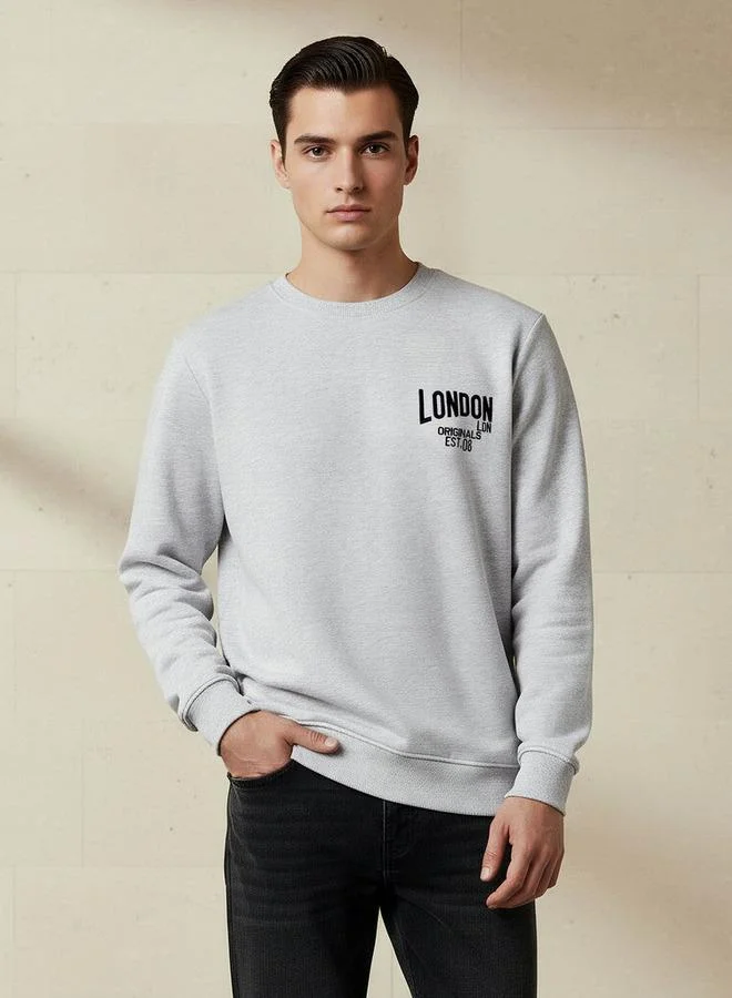 Lee Cooper Lee Cooper Men Regular Fit Logo Print Cotton Sweatshirt