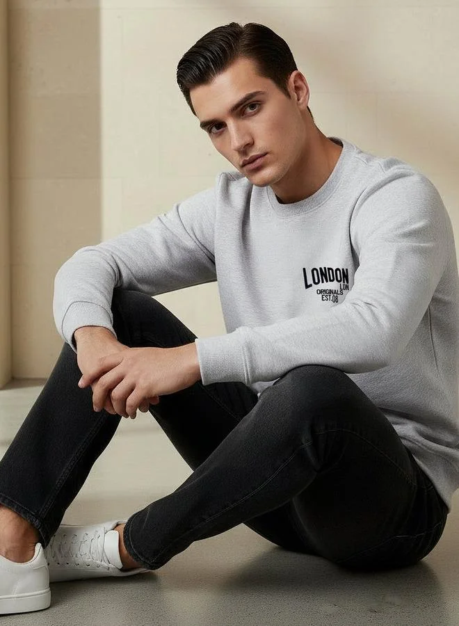 Lee Cooper  Lee Cooper Men Regular Fit Logo Print Cotton Sweatshirt for Men | Best Price UAE