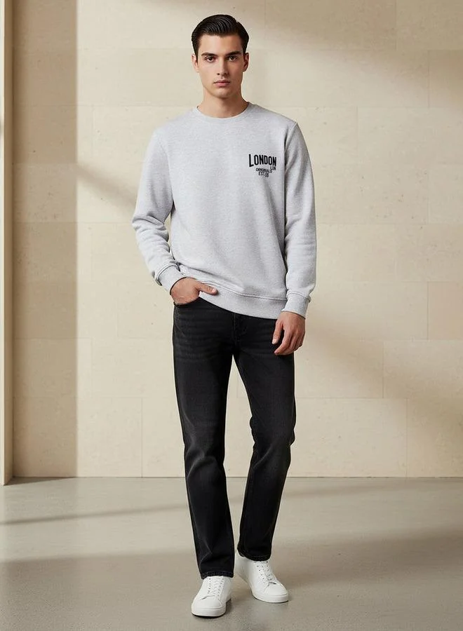 Lee Cooper Lee Cooper Men Regular Fit Logo Print Cotton Sweatshirt