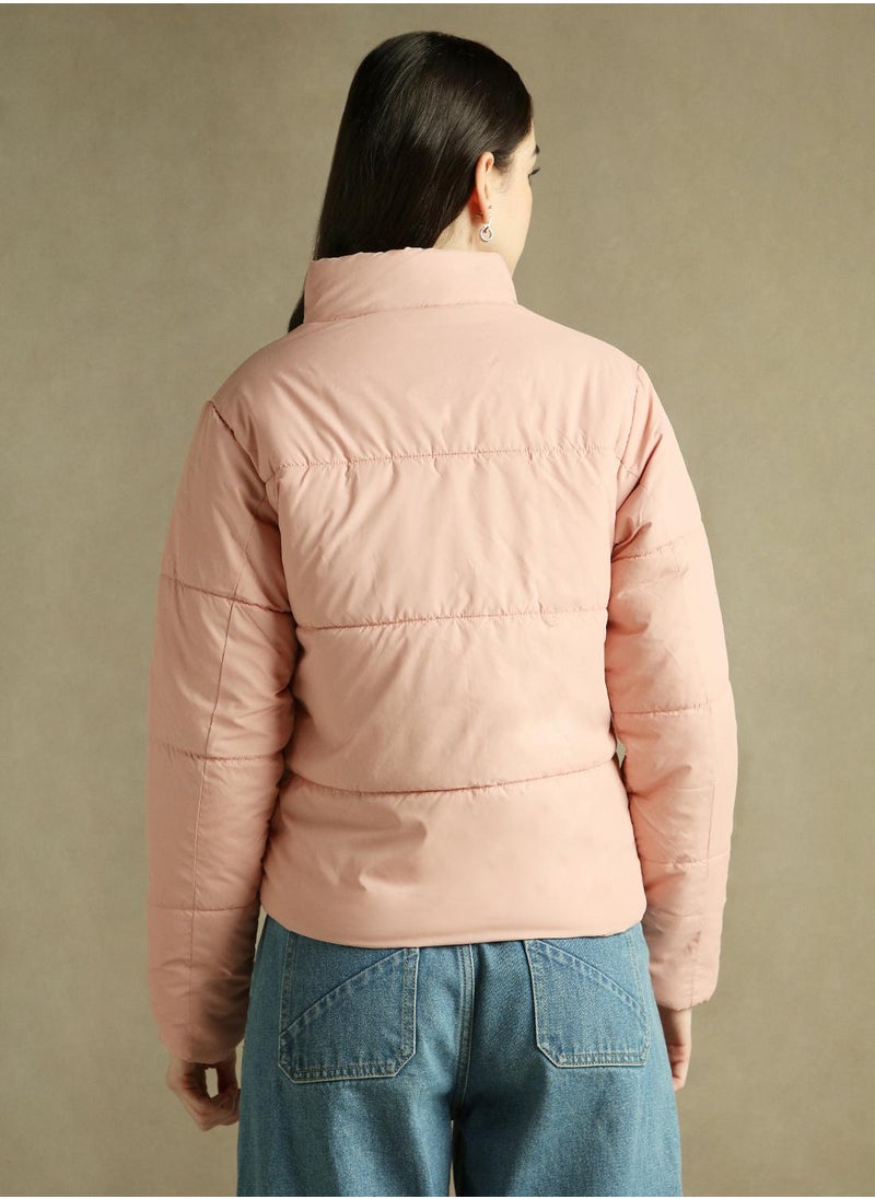 Dennis Lingo Women's Peach 100% Polyester Solid Regular Fit Jacket  - Image 3