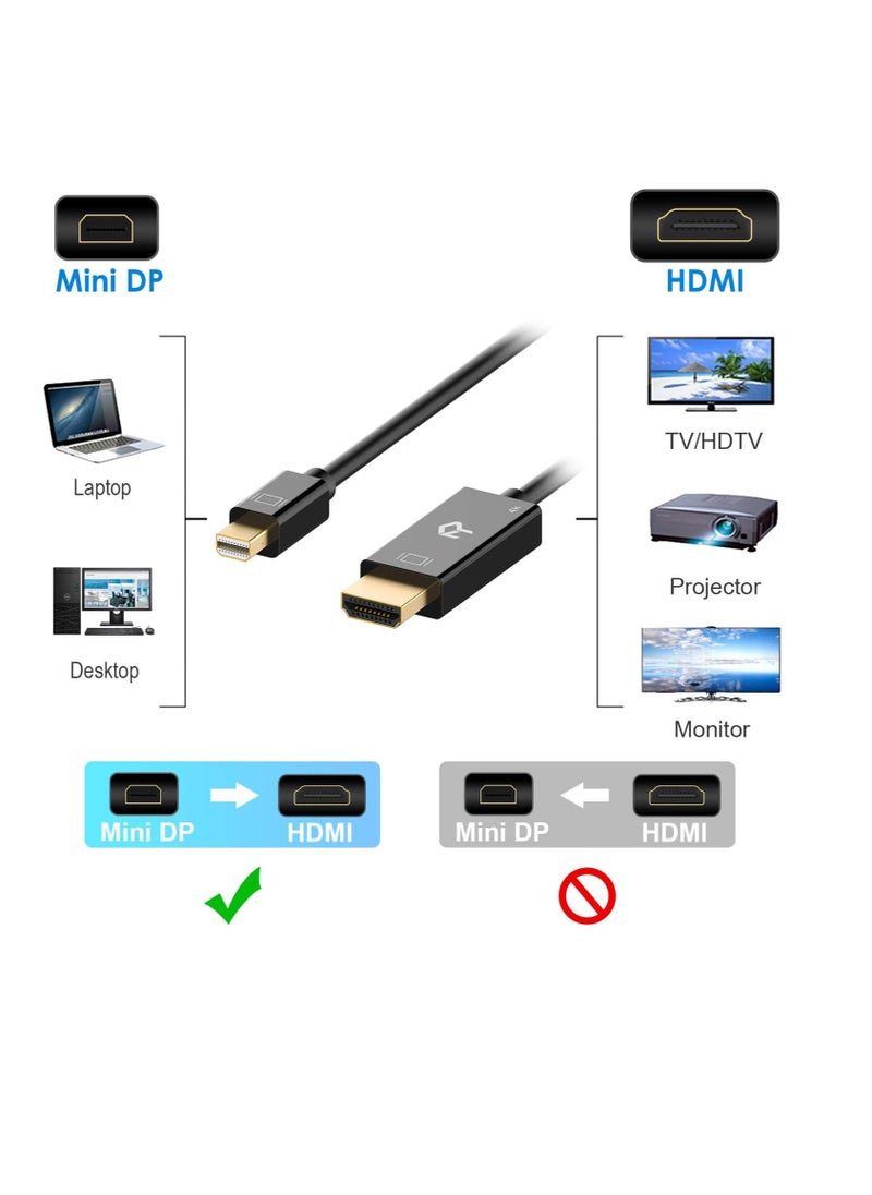 Generic Mini DisplayPort (Mini DP) to HDMI Cable, 6 Feet, Black  - Image 3