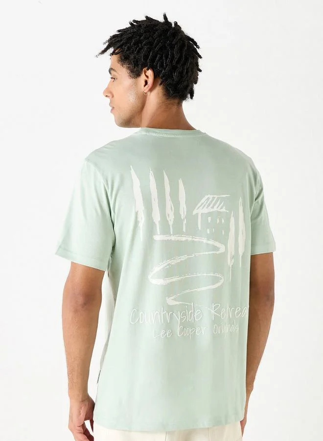 Lee Cooper Lee Cooper Printed Crew Neck T-shirt with Short Sleeves