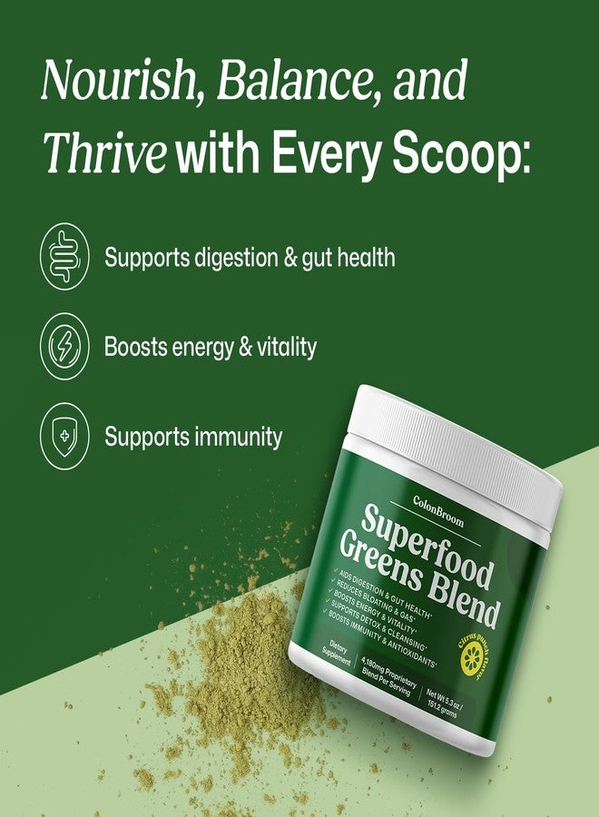 ColonBroom Superfood Greens Powder Supplement | Super Greens Juice Powder with Probiotics, Prebiotics, Spirulina & Chlorella | Natural for Energy, Immunity, Digestion & Detox Support | 28 Servings - Image 2