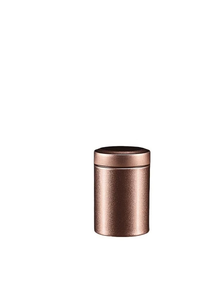 2-piece portable mini stainless steel tea can. Small round metal tea box for black tea and green tea (4.5 * 6.5cm, frosted gold+frosted silver) - Image 4