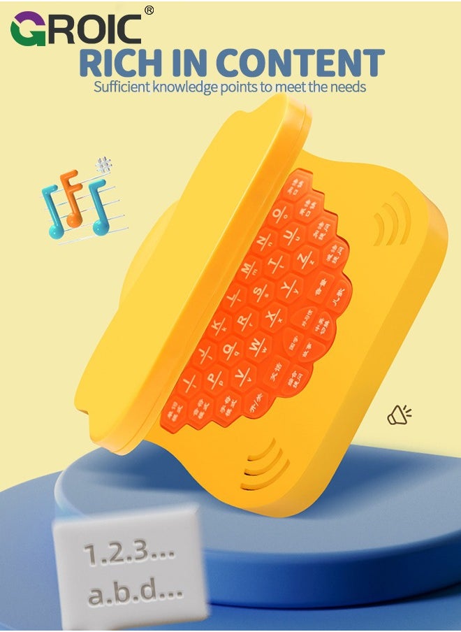 GROIC Learning Computers with Drawing Board for Kids,Educational and Bilingual Laptop Chinese and English,Kids Toy Laptop Tablet Learning Educational Game for Kids - Yellow  - Image 3