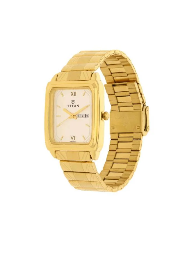 تيتان Men Analog Display Watch With Gold Metal Strap - 1581YM04