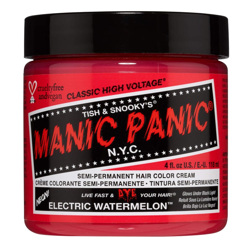 MANIC PANIC Classic Electric Watermelon Semi Permanent Hair Color - Neon Pink Hair Dye for Women & Men That Lasts 4-6 Weeks - Vegan, Ammonia & Cruelty-Free - Create & Mix Custom Shades (4oz) - Image 1