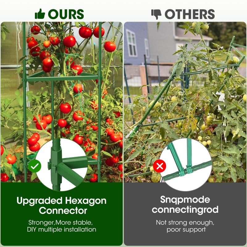 MQHUAYU 3 Pack Tomato Cages for Garden,Up to 51.2Inch Tomato Cage Trellis-Upgraded Hexagon Connector,Heavy Duty Adjustable Tomato Stake Support for Raised Garden Bed - Image 4