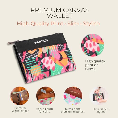 HAMELIN Women’s Wallet | Slim Card Holder Wallet for Women Stylish | Compact Ladies Purse with Card Holder | Small Purse |Versatile Mini Wallets for Girls | Abstract Joy - Image 3