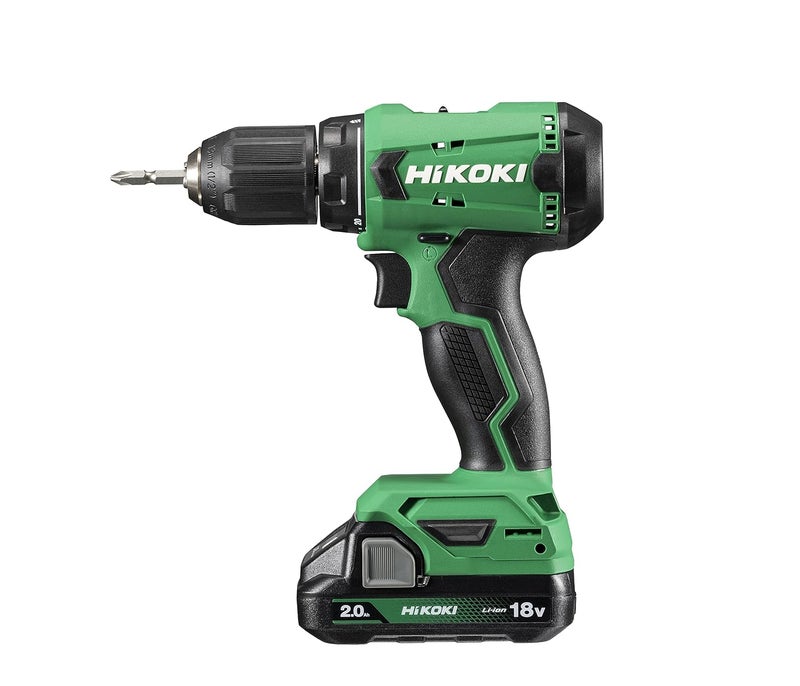 HIKOKI Ds18Dawcz Cordless Driver Drill18V With 13Mm Keyless Drill Chuck2 Speed Gear50 Nm Tightening TorqueBuiltIn Led Light19 Kg2 BatteriesChargerDriver Bit Carry Case IncludedGreen - Image 1